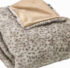 Premier Luxury Spotted Taupe And Brown Faux Fur Throw Blanket