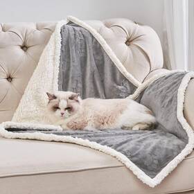 Qeils 313037222292 Pet Blankets For Cats - Waterproof Cat Blanket Washable Sherpa Fleece Pu
