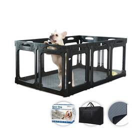 H60cdpb10 Qoility Clear Dog Playpen With Door - Height 24 Inch 10 Panels Reduces Indoor Pupp