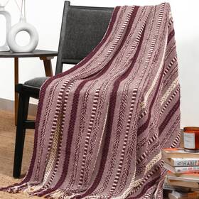 Trw00056 Rajrang Cotton Braided Striped Throw Blanket With Boho Tassels - 50x60 Inches