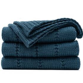 Recyco R2102rcs0210 Cable Knit Navy Blue Throw Blanket Twin Size For Couch Super Soft War