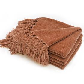 R2303us081004 Recyco Throw Blanket Soft Cozy Chenille With Fringe Tassel For
