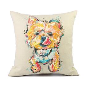 Redland Art 702754017401 Cute Pet Yorkshire Dog Throw Pillow Covers Linen Sofa Decorative Cushion Ca