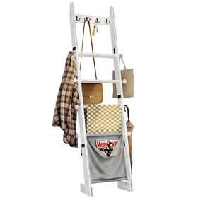 Ls2501-wt Refgy Blanket Ladder For Living Room 5-tier Wooden 5.3ft Wall Lean