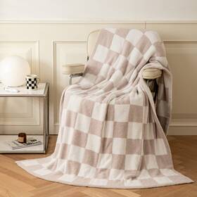 Repreconf Blanket-0088 Ultra Soft Cozy Checker Checkerboard Microfiber Knitted Throw Blanket Lightwe