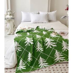 Blanket-0808 Repreconf Ultra Soft Cozy Christmas Tree Green Pine Fluffy Microfiber Knitted Throw Bla