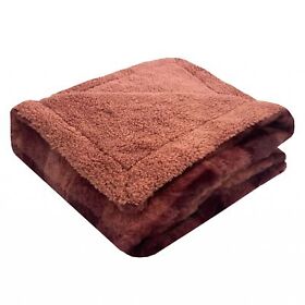 Reversible Buffalo Burgundy Faux Rabbit Fur And Sherpa Throw Blanket