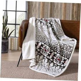 Ushshf1165100 Revman International Blanket Super Soft Reversible Sherpa And Brushed 50 Inch X 60 Clyde Hill Stripe