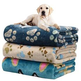 B-shy-41x31 Rezutan Premium Dog Blankets Large 41x31inch Blue/beige/navy Blue Pack Of 3