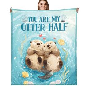 A100215 Romart Rmsus Otter Throw Blanket Cute Couple Love Design Soft Cozy Flannel