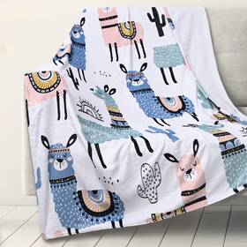 P052 Rosielily Alpaca Llama Throw Blanket For Kids Women Adult Warm Soft Fleece F