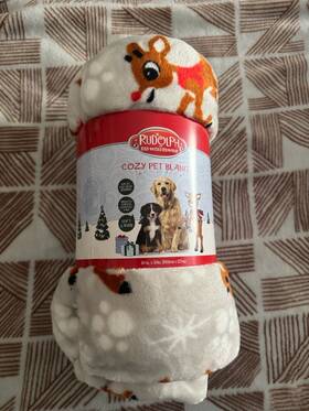 1001plush Rudolph Soft Warm Plush Cozy Pet Blanket Medium For Dogs Christmas Design