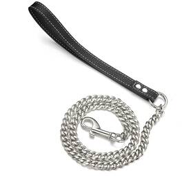 B09b6xxyjg Rumypet 11mm Silver Chain Dog Leash - Chew Proof 316l Stainless Steel Cuban 80cm