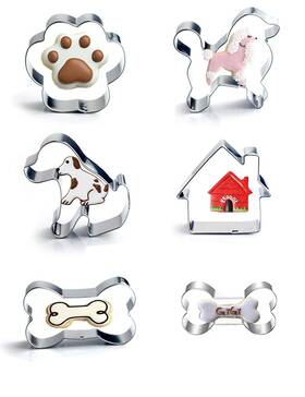 B07qrz6bzf Ruukon 6 Pieces Dog Bone Cookie Cutters Set Paw Print Puppy Poodle And