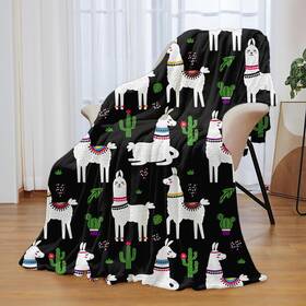 Mt002-11243-11 Rzm Yly Alpaca And Cactus Throw Blanket Flannel For Kids Teens Adults Soft