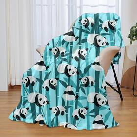 Mt002-11243-14 Rzm Yly Panda Pattern Throw Blanket Flannel For Kids Teens Adults Soft Warm