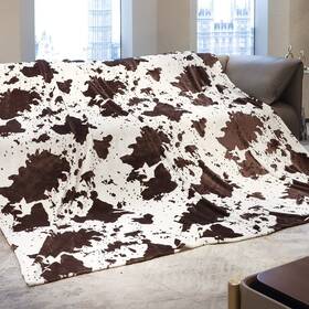 Seegu 648564289464 Fleece Blanket King Size - Oversized Soft Plush Cow Print Throw Full Bl
