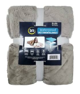 Fbkt124-lggry01 Serta New Waterproof Pet Throw Blanket Gray With Bone Moisture Blocking Faux Fur