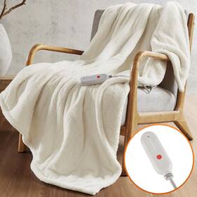 Si54-0064 Sharper Image Heated Blanket Eletric Throw Soft Warm Reversible F
