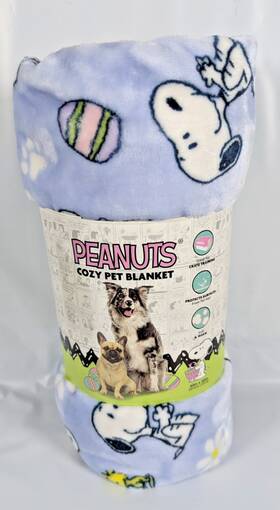 Pn3178-rsf Sherpa Peanuts Cozy Blanket For Pets Snoopy Woodstock Egg Bone 40 Inch X 50 New