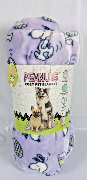 Pn3179-rsf Sherpa Peanuts Cozy Blanket For Pets - Snoopy Easter Eggs Bone 40 Inch X 50 New