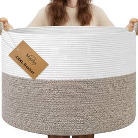 Sitanflex 717308557968 Xxxl Large Blanket Basket For Living Room 21.7 Inch X 13.8 Woven Cotton Rope La