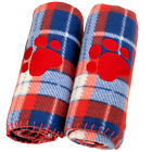 Smart Home Plaid Fleece Pet Blanket With Embroidered Paw Print 37inch X 30 2 Pack