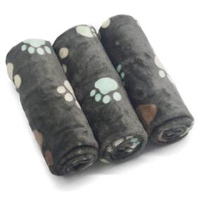 Sorkut 760235799123 1 Pack 3 Puppy Blankets Super Soft Warm Sleep Mat Grey Paw Print Blanket Flee