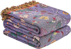 Zisefengweihua230250 Stasoptk Boho Fall Throw Blanket For Bed Purple Flowers 100% Ultra Cotton Soft Bre