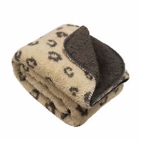 Tan Reverse And Brown Printed Sherpa Throw Blanket