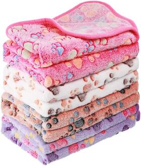 Tatuo-u-5694 Tatuo 4 Pcs Pet Blanket Dog Puppy Paw Print Fleece For Small Med