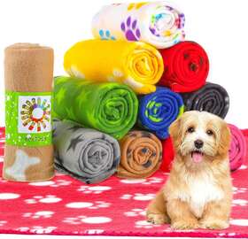 Tatuo-wedding-asf48we51 Tatuo 12 Pieces Puppy Blanket Soft Fleece Pet Dog Blankets With Warm Paw Print