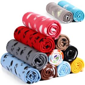 Ha-tegeme-231110 Tegeme 12 Pieces Fleece Blankets For Pets Dog Puppy Paw Print Cat Bedding Cover Blan