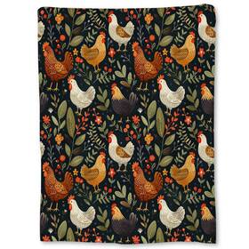 Ha054070668chicken34 Ti Caldi Rustic Chicken And Floral Blanket Soft Lightweight Flannel Throw For