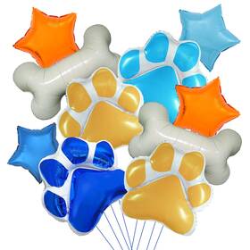 I7-35i8-no8a Tiaaihion 10 Pcs Dog Paw Balloons Blue Foil Bone For Puppy Birthday Baby S