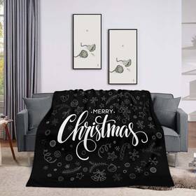 Tifydon 201706657054 Throw Blanket 60x80 Inch Black White Merry Christmas Text Cozy Soft Lightweig