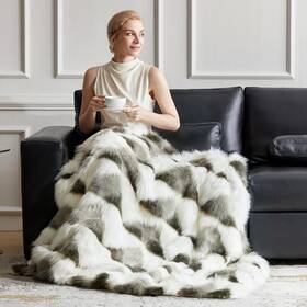Tinas Home 197104756121 Faux Fur Throw Blanket For Couch - Fuzzy Fleece Blankets Luxury