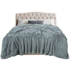 Us3102lg-c-1 Toonow Extra Soft Fuzzy Faux Fur Blanket Queen Size 78 Inch X90 Reversible Light