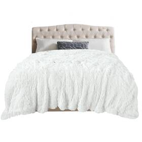 Us3102wh-c-1 Toonow Extra Soft Fuzzy Faux Fur Blanket Queen Size 78 Inch X90 Reversible Light