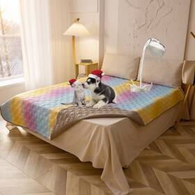 Topthumbs 788081816511 Waterproof Reversible Dog Bed Cover 68 X 82 In Geometric Rainbow Ombre Design