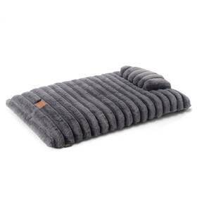 1-e037-476 Town & Country Ribbed Bubble Stripe Pillow Crate Mat Pet Bed Machine Washable Cover Grey #