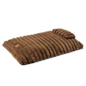 1-e037-500 Town & Country Ribbed Bubble Stripe Pillow Crate Mat Pet Bed Machine Washable Cover Brown