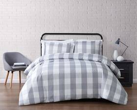 Truly Soft 783048032690 Everyday Buffalo Plaid Gray Polyester 3-piece Full/queen Duvet Set