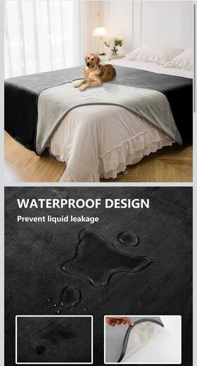 X108 Tuffeel 711181869545 82 Inch Waterproof Dog Blanket For Bed/couch Protection Black/grey