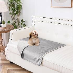 Tuffeel Newgt-3030-lightgrey Darkgrey Waterproof Dog Blanket 30x30 Inches Soft Leak Proof Pet Couch Throw For Sofa