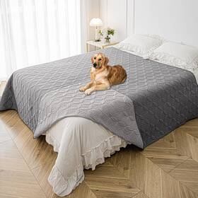 Tuffeel Tqsm-82102-lightgrey Darkgrey Waterproof Dog Blanket 82x102 Inches Pet Couch Covers For Sofa Bed Furnitur