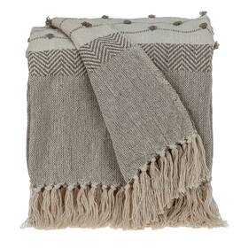 Tufted Beige Fringed Woven Handloom Throw 606114636700