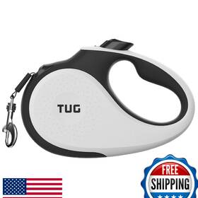 B076f7hm8t Tug 360 Retractable Dog Leash 16ft Nylon Tape Medium White Tangle-free