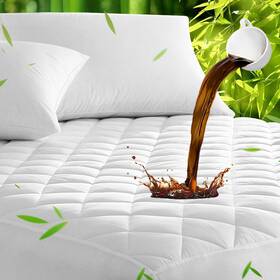 Unilibra 752859436843 King Mattress Pad Waterproof Rayon Made From Bamboo Fitted Deep Poc
