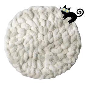 Bed-250512 Urnat 244805228694 Cat Self-warming Knitted Bed Mat Extra-soft Warm Round Washable Pads Cushion